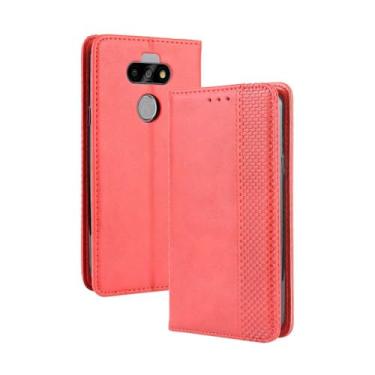 Imagem de Capa flip de couro para LG K31,Flip magnético retro,Caso de telefone de couro PU,Design de carteira com 3 slots de cartão e 1 clipe de dinheiro -Red