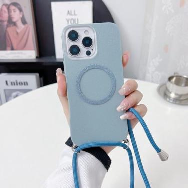 Imagem de Linda alça transversal magnética com glitter para iPhone 16 E 15 Pro Max 14 13 12 11 Pro, azul, para iPhone 16e