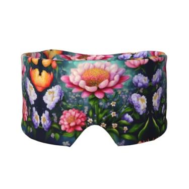 Imagem de Máscara protetora para olhos e orelhas com estampa de diamante com estampa de flores respirável, ajustável, blecaute, confortável