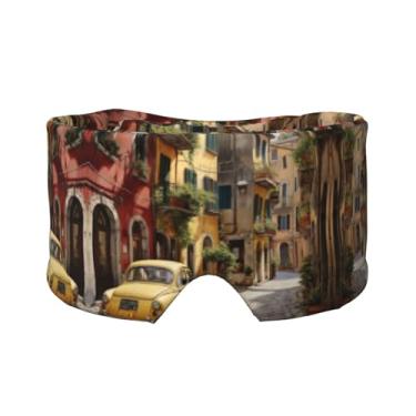 Imagem de Máscara italiana para dormir com estampa de rua para olhos e orelhas, respirável, ajustável, blecaute, venda, confortável