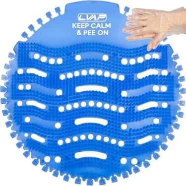 Imagem de Desodorizador de tela de mictório (pacote com 12) Proteção contra odor para banheiros no escritório, escolas, restaurantes, banheiro, azul antirespingos - 12 bolos de mictório + 12 luvas grátis