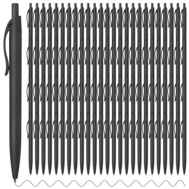 Imagem de MAQUITA Pacote com 100 canetas esferográficas retráteis, sem derramamento, ponta média, tinta lisa preta de 1,0 mm, para diário, escola, material de escritório