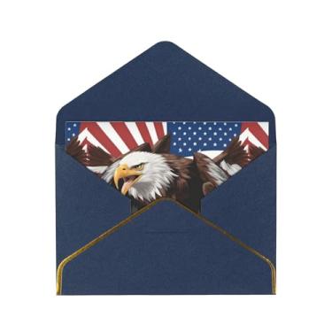 Imagem de SKKNT Eagle with USA Flag Print Cartões comemorativos para todas as ocasiões, convites de festa de aniversário de casamento, 12,7 x 15,2 cm