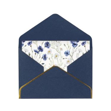 Imagem de SKKNT Cartões de felicitações com estampa de flores e centáureas para todas as ocasiões, convites de festa de aniversário de casamento, 12,7 x 15,2 cm