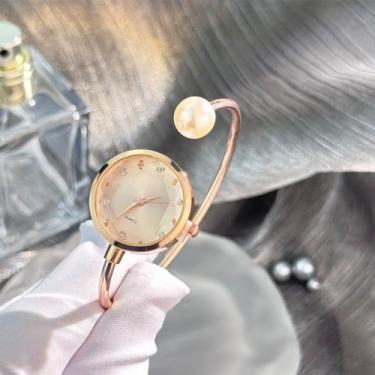 Imagem de Relógio Bracelete Feminino Cansnow Luxo Aço Inox Quartz, Rose