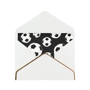 Imagem de Cartões de felicitações com impressão preta de futebol para todas as ocasiões, convites de festa de aniversário de casamento, 12,7 x 15,2 cm
