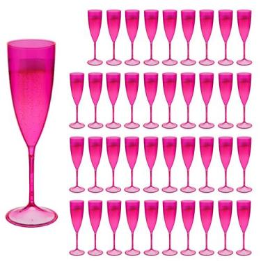 Imagem de Taça Espumante 50pçs Acrilico Cristal Premium 170ml Neoplas, Rosa Pink