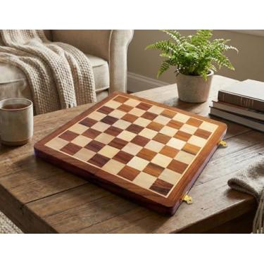 Imagem de StonKraft Tabuleiro de xadrez de madeira sem peças para jogadores de xadrez profissionais - Peças de xadrez adequadas de madeira e latão disponíveis separadamente por marca (35,5 x 35,5 cm - Madeira