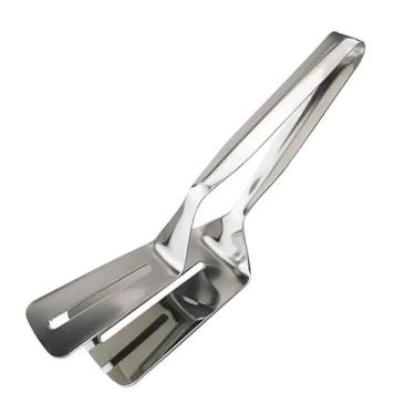 Imagem de Kit 2 Pegador Inox Fritura Escumadeira + Espátula Dupla Cozinha Para Carne Ovo Salada (Pegador Espátula 1Uni)