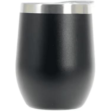 Imagem de Copo Térmico de Aço Inoxidável, 350ml, Tampa Hermética, Branco, Cilíndrico, Moderno, para Café e Bebidas Preto