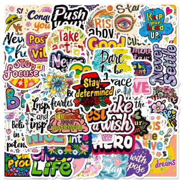 Imagem de Adesivos, 50 unidades/lote, textos em inglês, vinil impermeável, Anime Sti