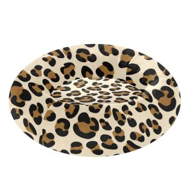Imagem de SEHANY Cama de cachorro com estampa de leopardo, removível e lavável, pequena, redonda, cama de gato, fofa, super macia, confortável para animais de estimação com fundo antiderrapante para cães