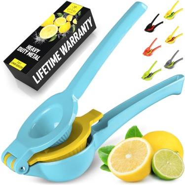 Imagem de Espremedor de limão de metal de qualidade premium Zulay - espremedor manual de frutas cítricas (azul amarelo)