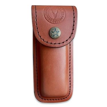 Imagem de Dessi Bainha de faca de couro italiano feita à mão para cinto compatível com Leatherman Skeletool Wingman Sidekick Bolsa multiferramenta suporte de faca dobrável EDC SM155