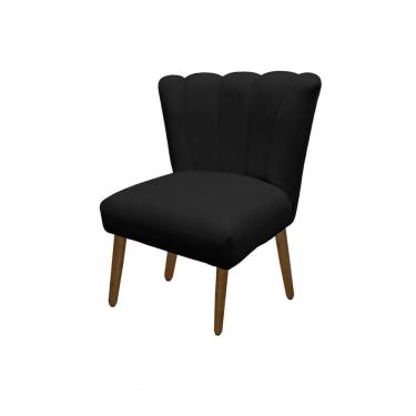 Imagem de Cadeira Pétala Flor Para Sala De Estar Penteadeira Salão Suede Preto