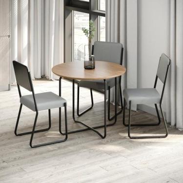 Imagem de Conjunto 4 Cadeiras de Jantar Next Tecido Mesclado Est.Preta - Metalig