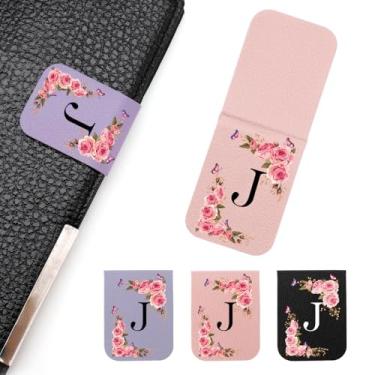 Imagem de WALLFID Conjunto de 3 marcadores magnéticos florais iniciais, marcadores magnéticos finos para livros, agendas e diários, lindos acessórios de leitura para mulheres e amantes de livros (J)
