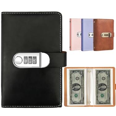 Imagem de Álbum de moedas de 100 bolsos com bloqueio de senha de couro PU de alta qualidade coleção de notas fichário de livros World Paper Money Holders mangas para colecionador notas de dólar armazenamento em