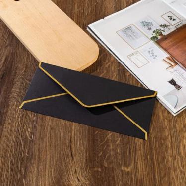 Imagem de Envelope de folha dourada de 10 peças com acabamento dourado para convite de casamento, cartão de felicitações, lembrancinhas de festa, envelopes de Natal