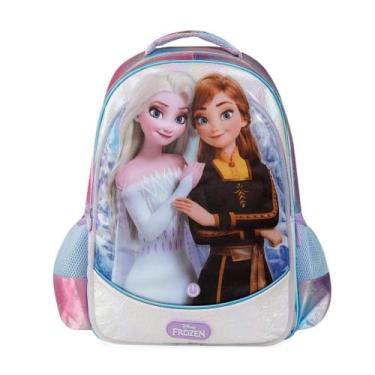 Imagem de Mochila Escolar Feminina Infantil Frozen Azul Claro - Disney, U, Azul 