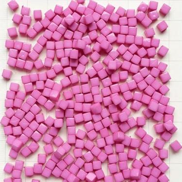 Imagem de 300 peças 4 x 4 mm cubo pequeno colorido acrílico mosaico pedras DIY acessórios de decoração criativa feitos à mão (Fúcsia)