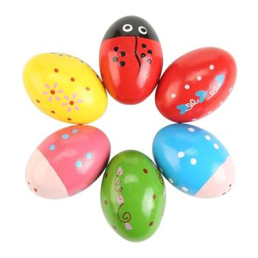 Imagem de predolo Conjunto de 6 Chocalhos de Ovo de Madeira - Ideal para Presentear no Natal, Páscoa ou Aniversário - Chocalhos Musicais de Percussão Compactos -