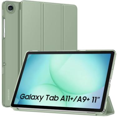 Imagem de MoKo Capa para Galaxy Tab A11+ Plus/A9+ 28 cm 2025/2023, capa protetora inteligente de suporte fino com capa traseira translúcida de policarbonato rígido para tablet Galaxy Tab A11+/A9 Plus, despertar