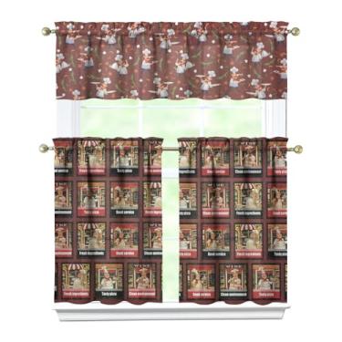 Imagem de Tapesb Conjunto de 3 peças de cortina de cozinha gourmet engraçado cortinas de janela pequenas sobre a pia decoração essencial adequado para cozinha, quarto, lavanderia, 69,8 x 91,4 cm