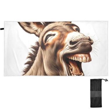 Imagem de TSENQUE Toalhas de praia engraçadas de burro sorrindo, toalhas de praia grandes e grandes toalhas de secagem rápida para presentes de praia para mulheres e meninas 152 x 76 cm