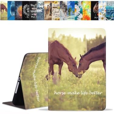 Imagem de BWOOLL Capa para Samsung Galaxy Tab A11 Plus 2025 / Samsung Galaxy Tab A9 Plus 2023 11 polegadas, capa fina e leve de couro PU com suporte para despertar/hibernar automaticamente, tema cavalo