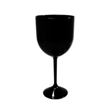 Imagem de Kit 20 Unidades Taça Plástico Para Bebidas Vinho Gin 400ml Taça Acrílica Cor Lisa (Preta)