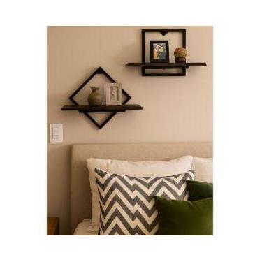 Imagem de Prateleira Kit com 2 dois nichos moldura em pinus para decoração Prese