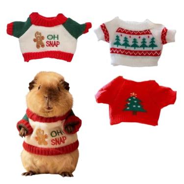 Imagem de 3 peças de roupas de porquinho da índia, adoráveis suéteres de Natal, roupas confortáveis e quentes, adequadas para porquinhos-da-índia, esquilos, chinchilas, coelhos, furões e outros animais de