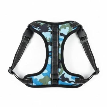 Imagem de Peitoral Para Cães de Médio e Grande Porte Estampada(Camuflado Azul,M)