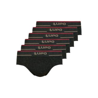 Imagem de Kit com 6 Cuecas Slip Lupo 624-003, Preto, M