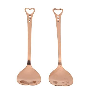 Imagem de Cryfokt Colheres de Sobremesa de Aço Inoxidável Em Forma de Coração Durável para Sorvete, Bolo 2 Peças Conjunto para Presente de Inauguração (Ouro rosa)