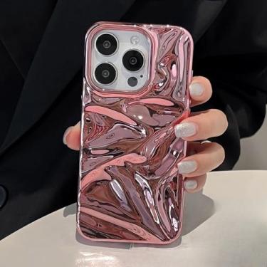 Imagem de Capa de celular luxuosa prateada com efeito 3D enrugado para iPhone 16, 15, 14, 13, 11, 12 Pro Max, fosca, roxa, com ondulações d'água, à prova de choque, rosa, para iPhone 13Pro Max