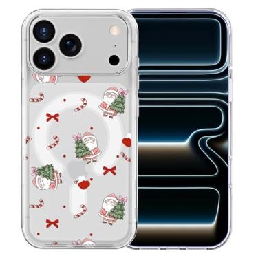 Imagem de MAYCARI Capa de telefone de Natal para iPhone 17 Pro Max compatível com ímã bengala doce árvore de Natal transparente capa de telefone magnética para meninas mulheres TPU capa protetora à prova de