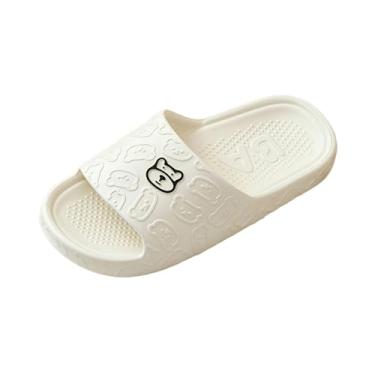 Imagem de Chinelos de casa femininos e masculinos para todas as estações, uso interno e externo, sola grossa, sola macia, leve, chinelos de banheiro, Branco, 4