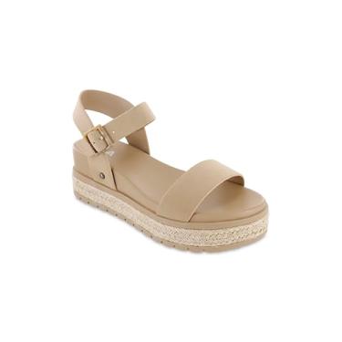 Imagem de MIA Sandálias femininas plataforma Kiera, sola de ráfia de alpargata, Arena, 38