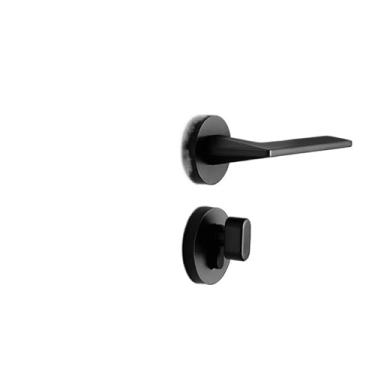 Imagem de VTGVVVTR Cadeado de madeira maciça cinza liga de zinco moderno simples magnético silencioso fechadura maçaneta porta quarto (preto 7255 redondo magnético)