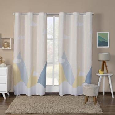 Imagem de Cortina Infantil Estampada 3,00X2,20M Montanha Amarela - Top Casa