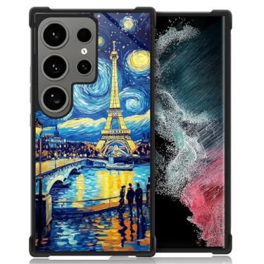 Imagem de CARLOCA Capa compatível com Samsung Galaxy S24 Ultra, design gráfico moderno, à prova de choque, antiarranhões, proteção contra quedas para Samsung Galaxy S24 Ultra Starry Night Torre Eiffel Paris