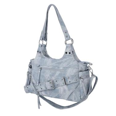 Imagem de SPYMINNPOO Bolsas de Ombro, Bolsa de Couro Pu de Grande Capacidade Com Alça de Ombro Ajustável para Mulheres, Viagens de Trabalho, Deslocamento Diário (BULE)