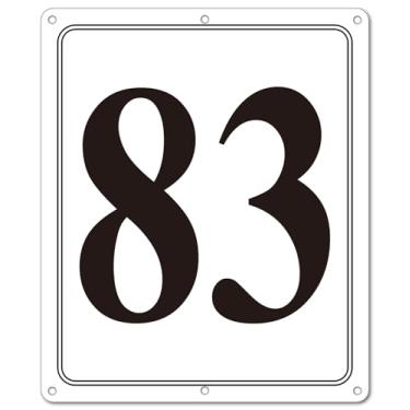 Imagem de i-CowFun Placa numerada de metal premium ao ar livre, refletiva de 30,5 x 25,4 cm, placas numeradas de alumínio grandes 83 para estacionamento, quadra de tênis, campo, armazém, corredor, edifício