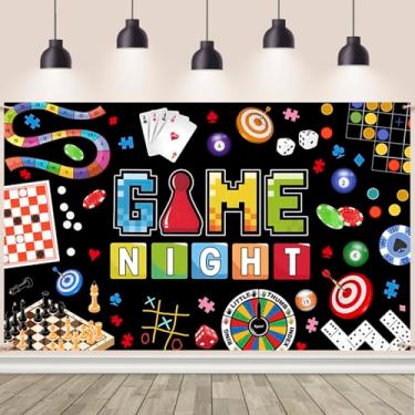 Imagem de AIBIIN Pano de fundo para noite de jogo de tabuleiro, decoração noturna, banner, cartas, artigos de festa, banner, adereços para cabine fotográfica, 70,8 x 43,3 polegadas