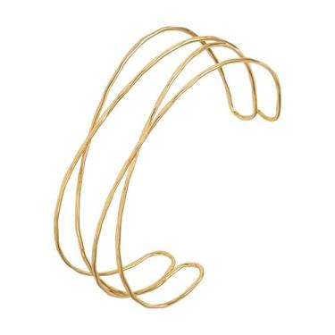 Imagem de Progresssail Pulseira feminina de braço ajustável de extremidade aberta em ouro ou prata design espiral estilo boho joia de braço empilhável para festival, festa de casamento, One Size, Metal, Sem