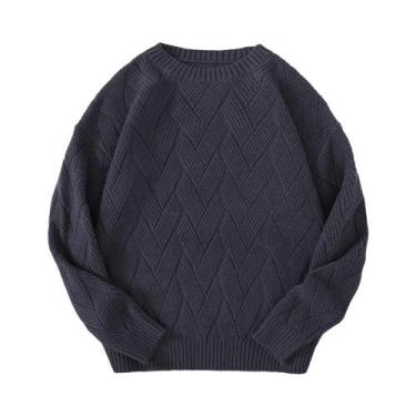 Imagem de Suéter Masculino De Manga Longa Estilo Japonês Com Gola Redonda Para C