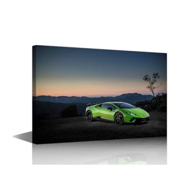 Imagem de TUMOVO Arte de parede de super carro para sala de estar, verde, tela de carro, arte de parede, pôsteres, arte moderna para decoração de parede para homens, meninos, quarto, escritório, bar, clube