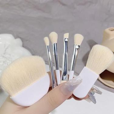 Imagem de Mini conjunto de pincéis de maquiagem, adequado para pó, sombra, base, blush e corretivo, ferramentas profissionais de maquiagem de beleza (branco)